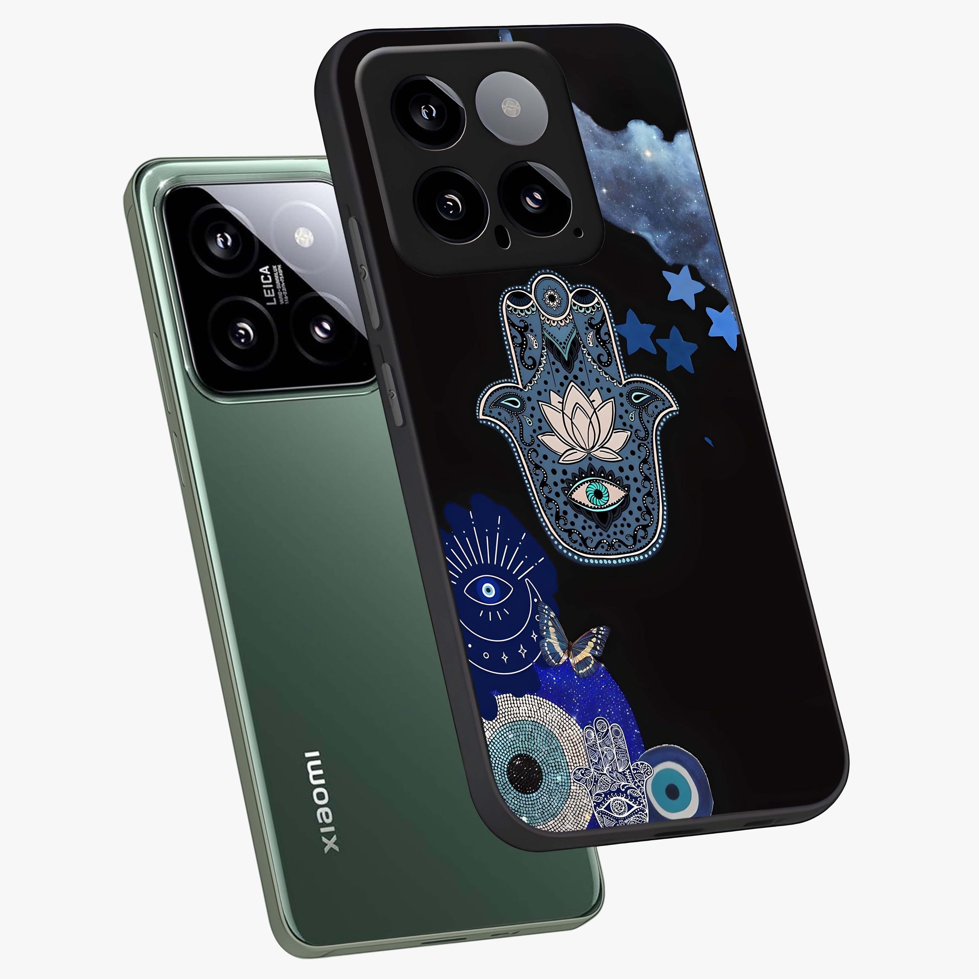 Mystic Hand Aura Glass Case displayed in angled mockup highlighting magical aura design with spiritual aesthetic style.