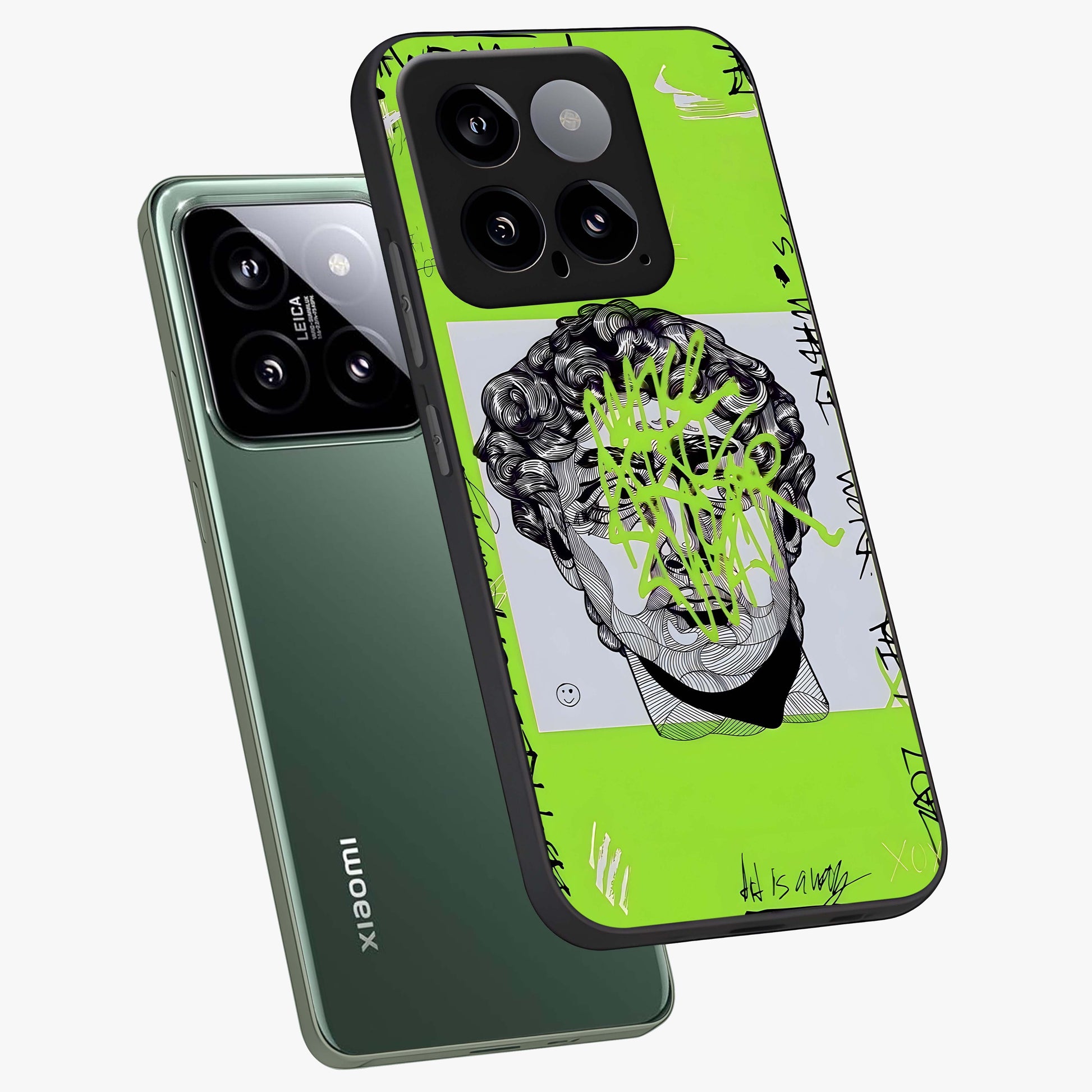 Neo Graffiti Rebellion Glass Case displayed in angled mockup highlighting urban street art design with rebellious aesthetic.