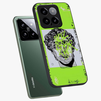 Neo Graffiti Rebellion Glass Case displayed in angled mockup highlighting urban street art design with rebellious aesthetic.
