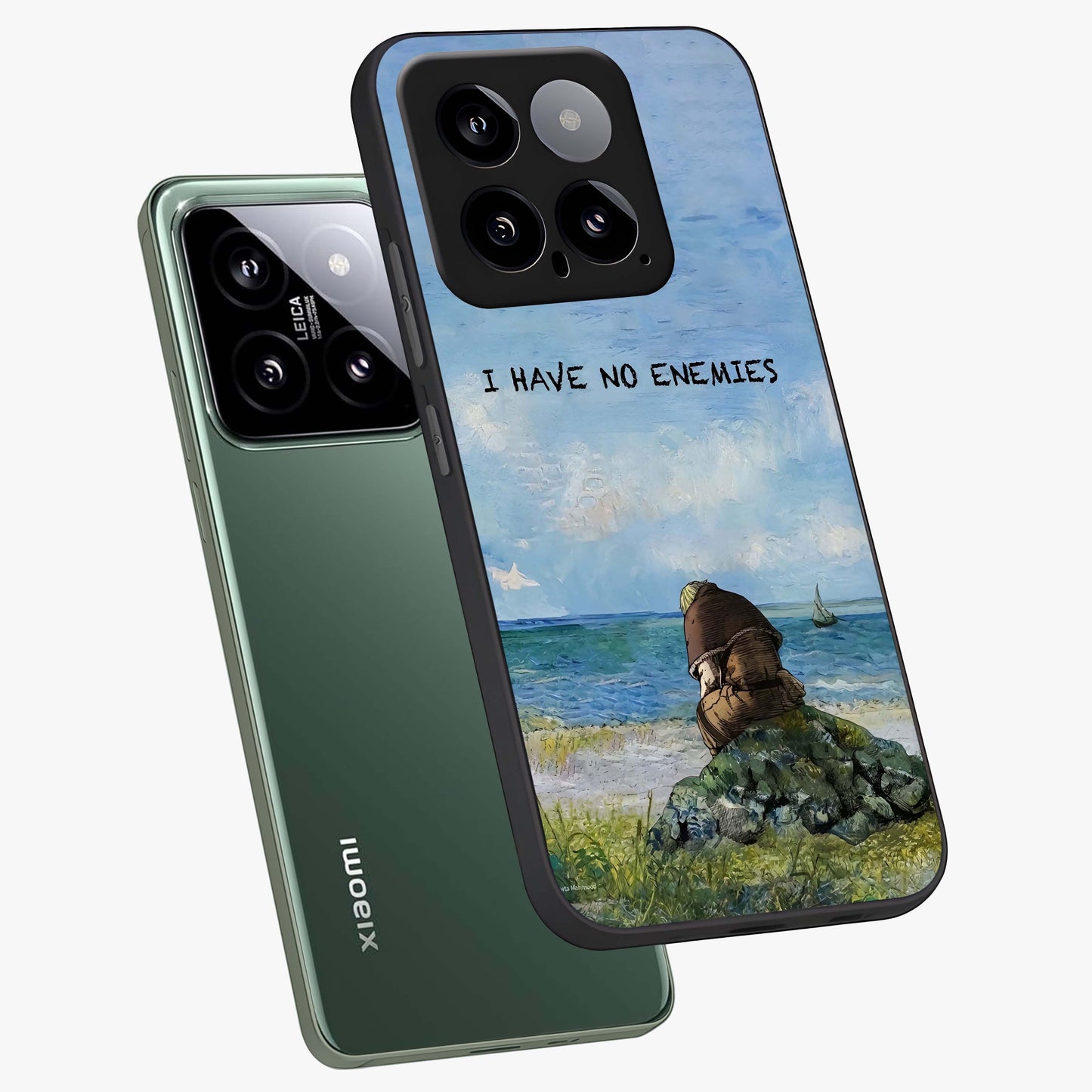 Peace Beyond War Glass Case displayed in angled mockup highlighting meaningful message design with artistic aesthetic style.