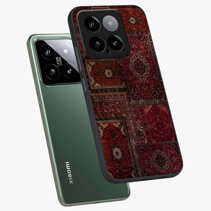 Persian Velvet Tale Glass Case displayed in angled mockup highlighting ornate textile inspired design with royal aesthetic.