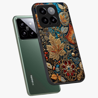 Royal Jewel Garden Glass Case displayed in angled mockup highlighting vibrant jewel inspired floral design with elegant aesthetic.