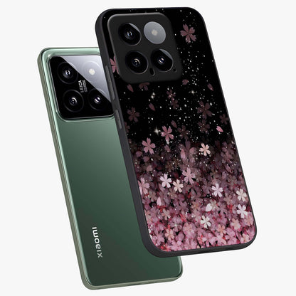 Small Starry Flowers Glass Case displayed in angled mockup highlighting tiny flower pattern with celestial aesthetic style.