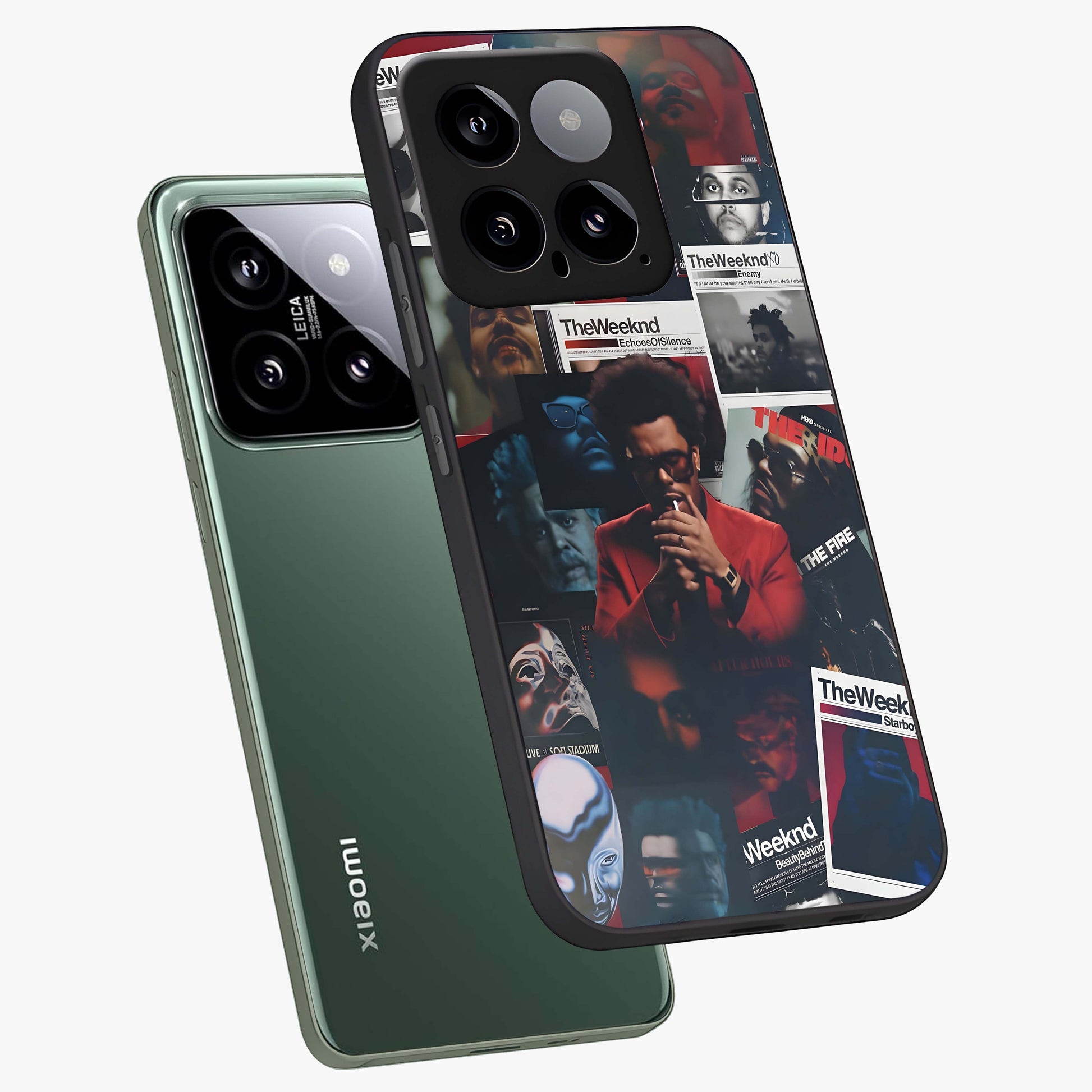 The Weeknd Glass Case displayed in angled mockup highlighting stylish pop culture inspired design with modern aesthetic.