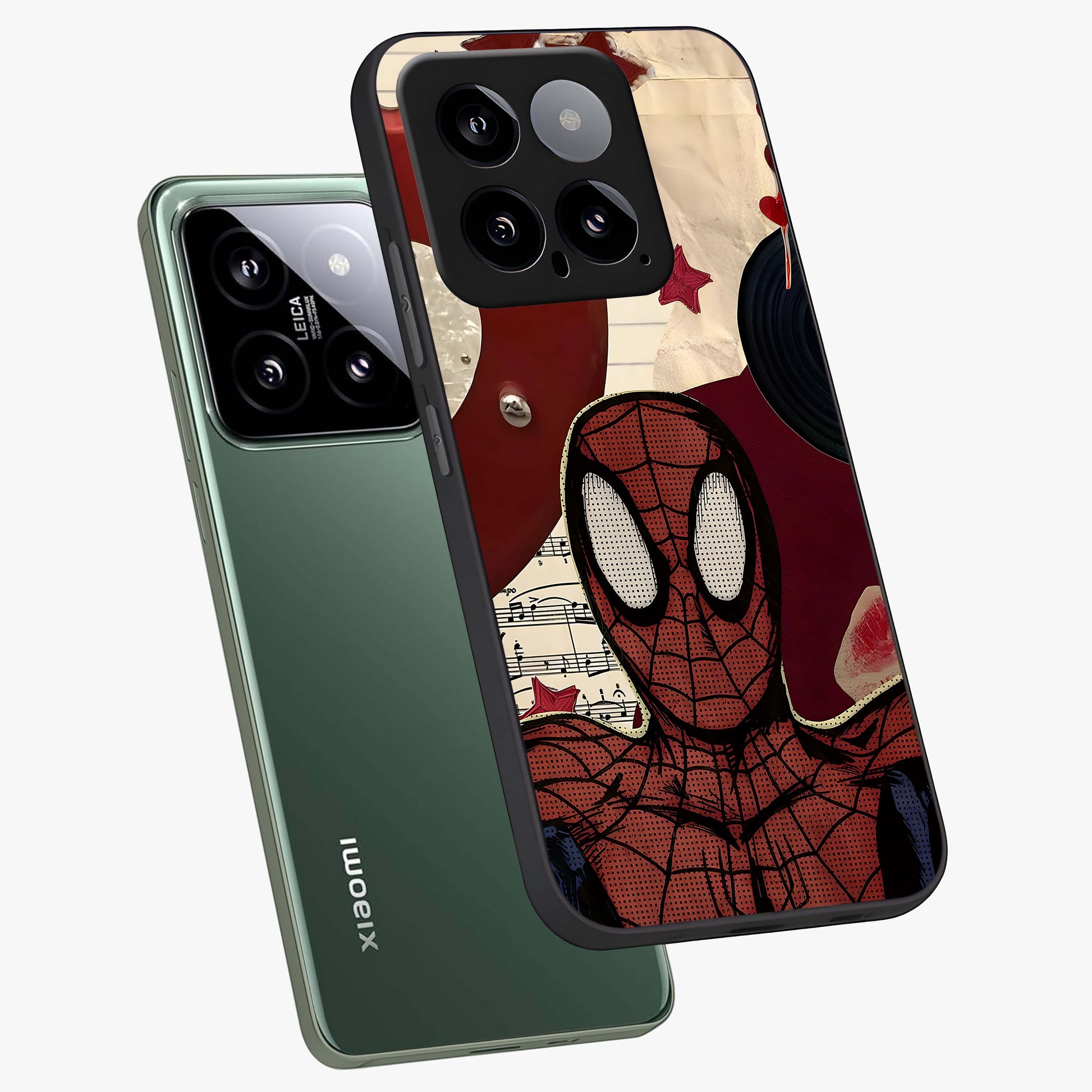 Web Warrior Vibes Glass Case displayed in angled mockup highlighting dynamic web design with comic style aesthetic.