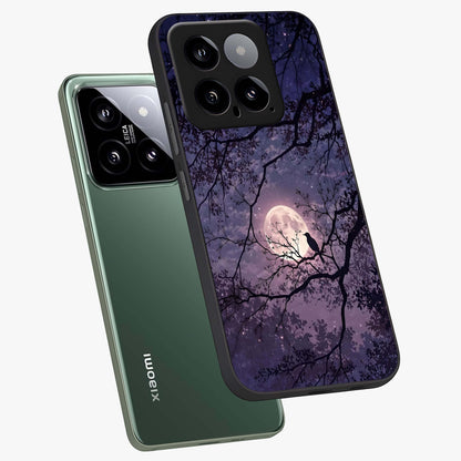 Whispering Moon Silence Glass Case displayed in angled mockup highlighting calm lunar design with dreamy night aesthetic.