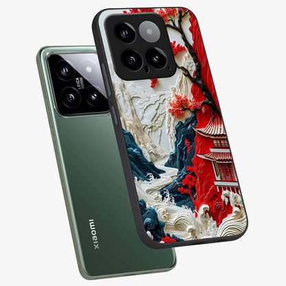 Whispers Of Sakura Waves Glass Case displayed in angled mockup highlighting flowing sakura design with soft floral aesthetic.