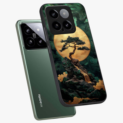 Zen Moon Rise Glass Case displayed in angled mockup highlighting peaceful lunar design with zen aesthetic style.