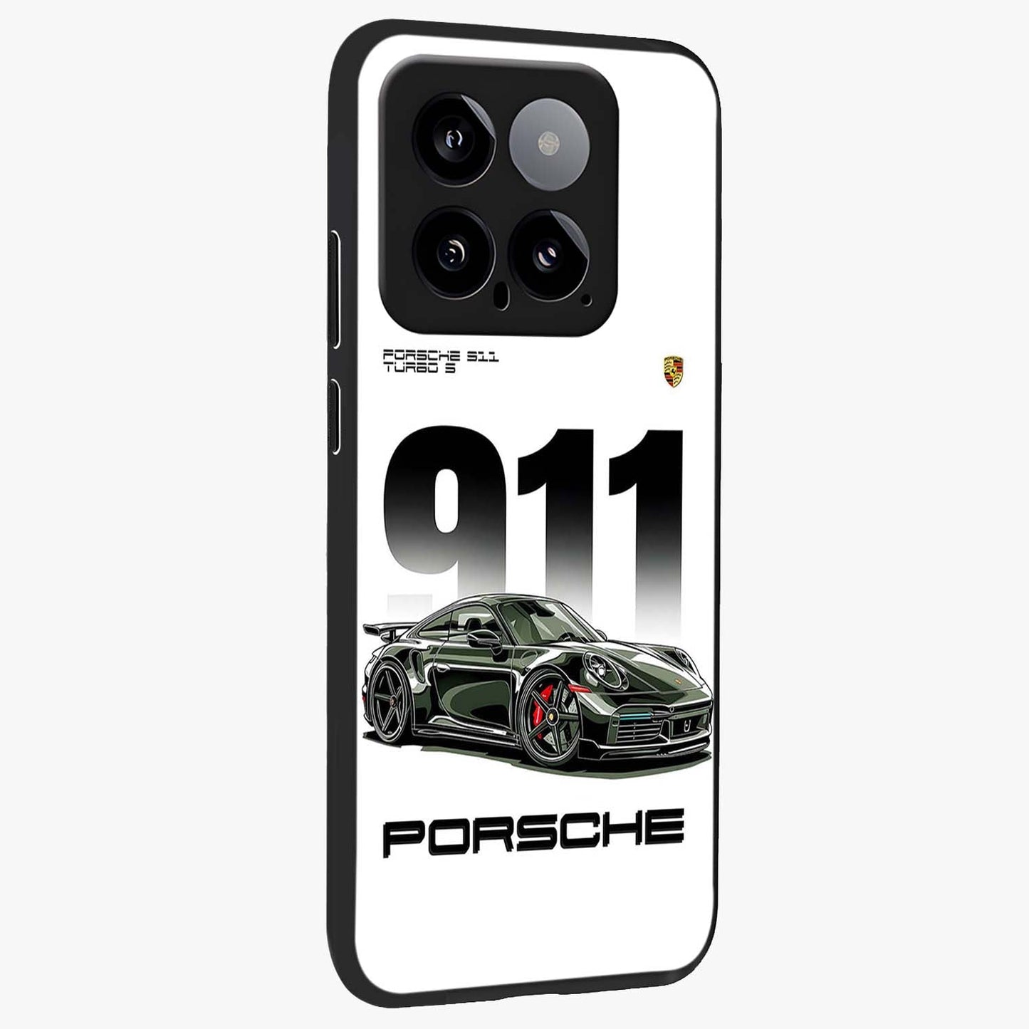 911 Turbo Dominance Glass Case upright perspective showcasing powerful racing design and modern automotive aesthetic.