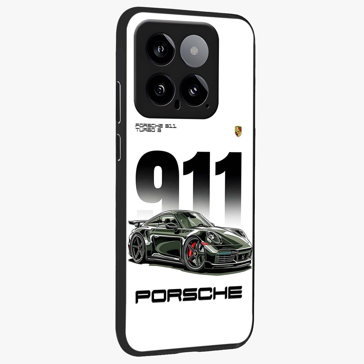 911 Turbo Dominance Glass Case upright perspective showcasing powerful racing design and modern automotive aesthetic.