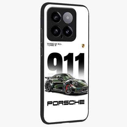 911 Turbo Dominance Glass Case upright perspective showcasing powerful racing design and modern automotive aesthetic.