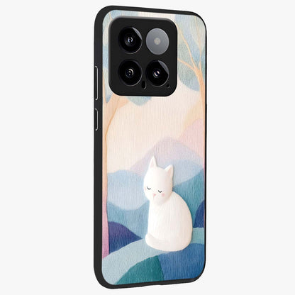 Cotton Dream Cat Glass Case upright view showcasing charming cat artwork with cozy dreamy theme.