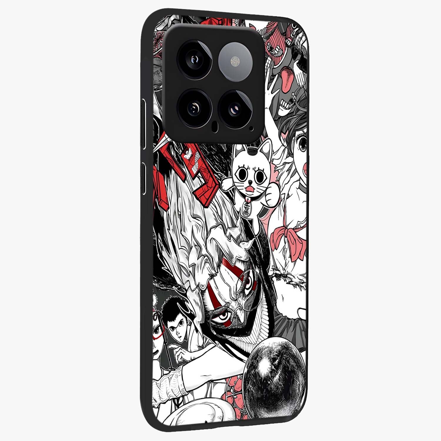 Crimson Chaos Panel Glass Case upright view showcasing intense crimson artwork with dramatic aesthetic style.