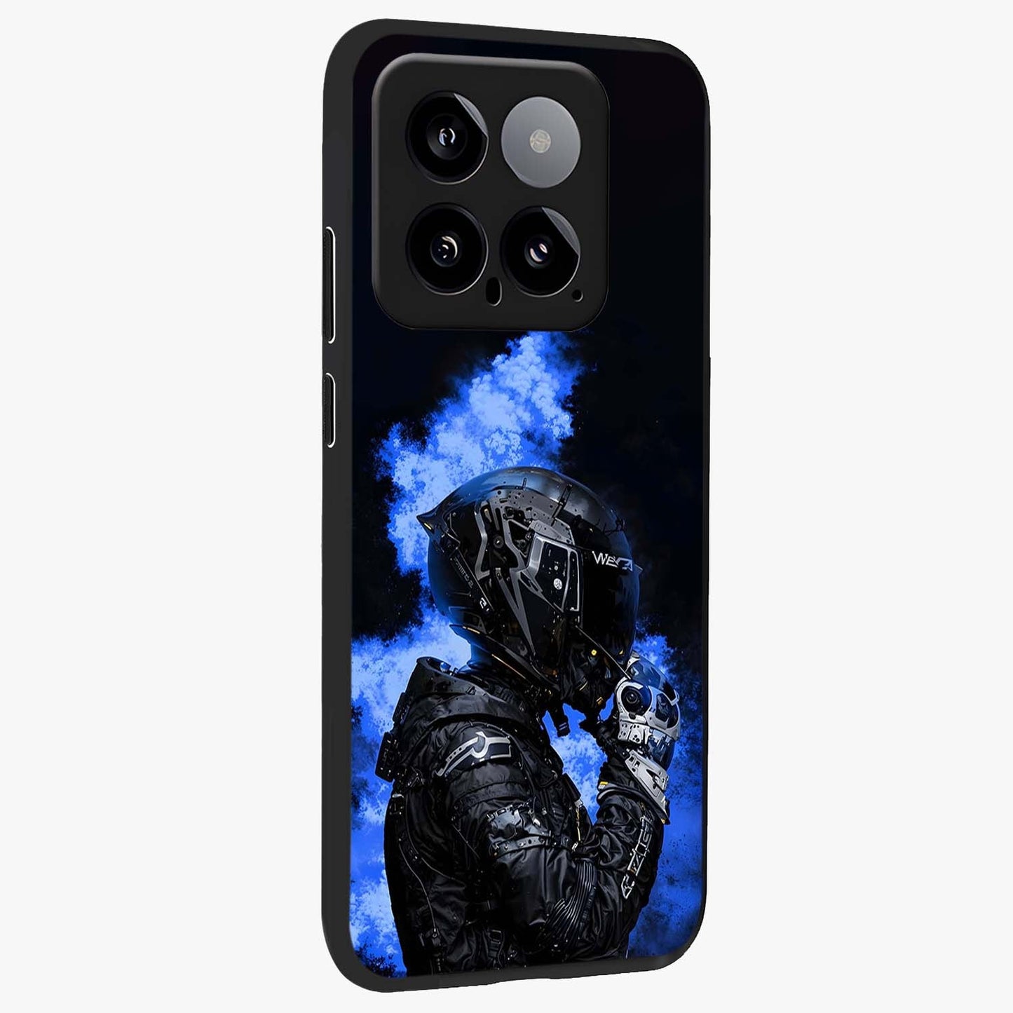 Cyber Sentinel Protocol Glass Case upright view showcasing advanced cyber sentinel artwork with futuristic tech theme.