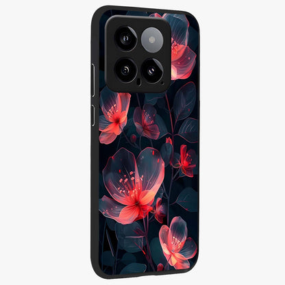 Dark Shade of Flower Glass Case upright view showcasing delicate flower artwork with rich dark floral theme.