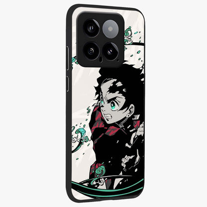 Demon Slayer Glass Case upright view showcasing powerful anime artwork with intense warrior theme.