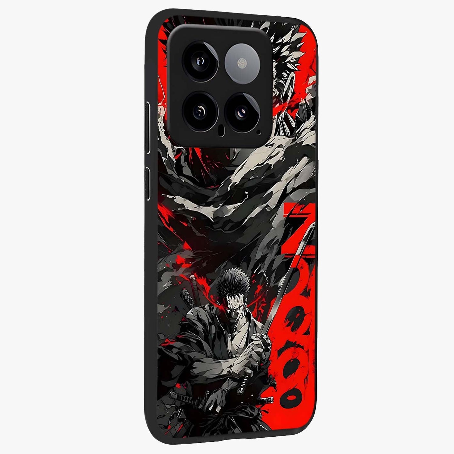 Demon Sword Resolve Glass Case upright view showcasing dramatic warrior artwork with intense battle theme.