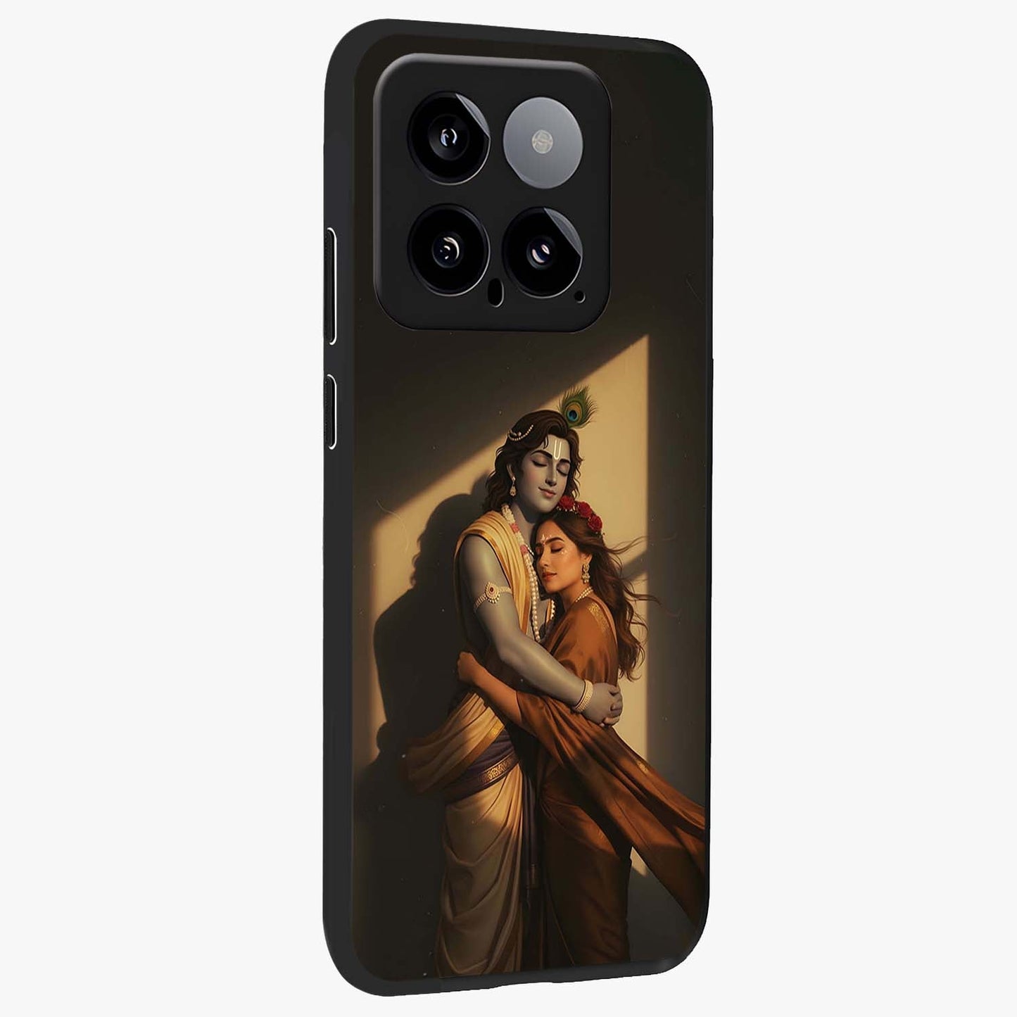 Divine Eternal Love Glass Case upright view showcasing graceful spiritual artwork with eternal love theme.