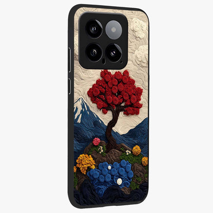 Eternal Nature Tapestry Glass Case upright view showcasing elegant nature tapestry design with decorative style.