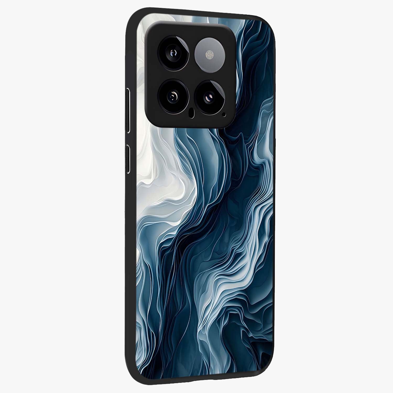 Ethereal Paper Marble Glass Case upright view showcasing smooth marble artwork with refined minimalist theme.