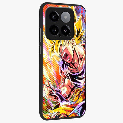 Firing Goku Glass Case upright view showcasing energetic anime artwork with bold warrior theme.