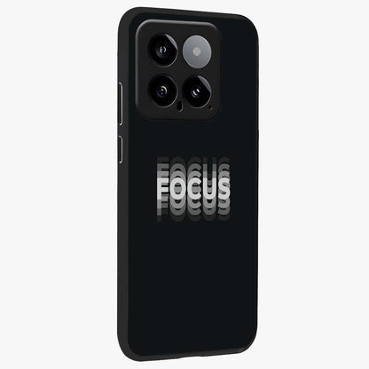 Focus Mode On Glass Case upright view showcasing strong typography statement with sleek motivational theme.