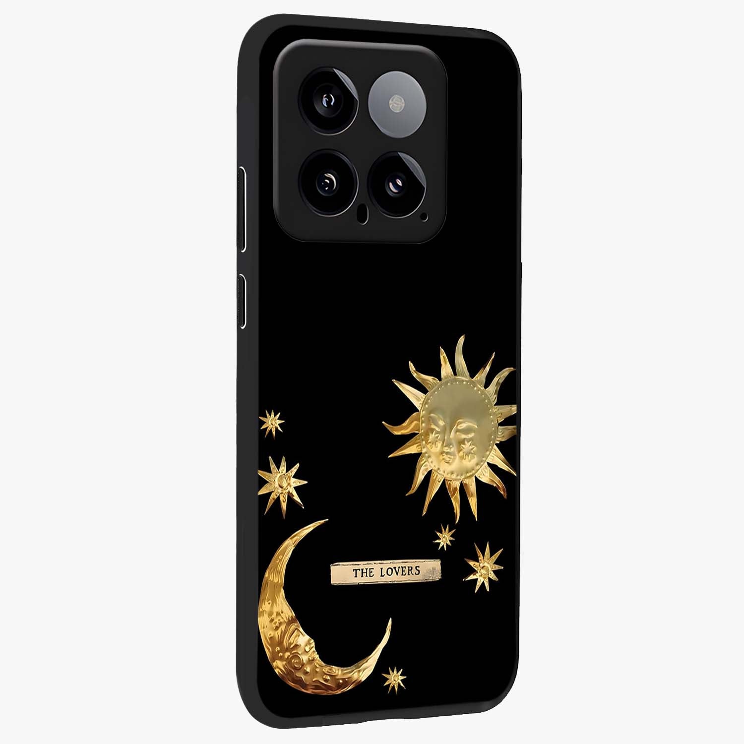 Gold Sun Blush Glass Case upright view showcasing glowing sun artwork with elegant celestial theme.