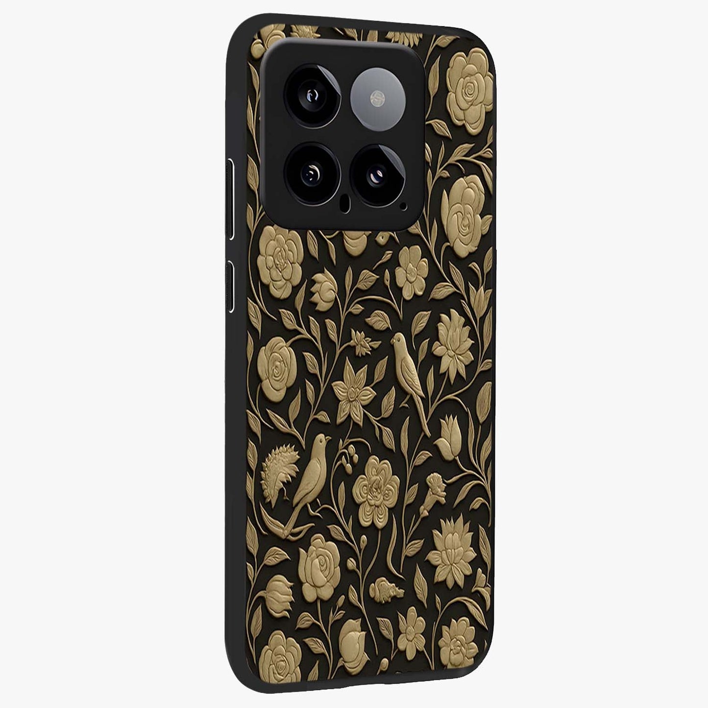 Golden Evil Eye Mandala Glass Case upright view showcasing decorative evil eye mandala artwork with spiritual aesthetic style.