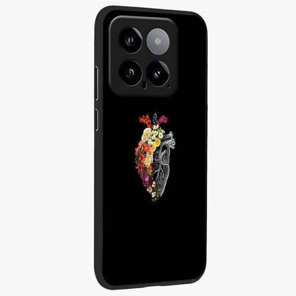 Heart With Flowers Glass Case upright view showcasing decorative heart and floral artwork with sweet romantic theme.