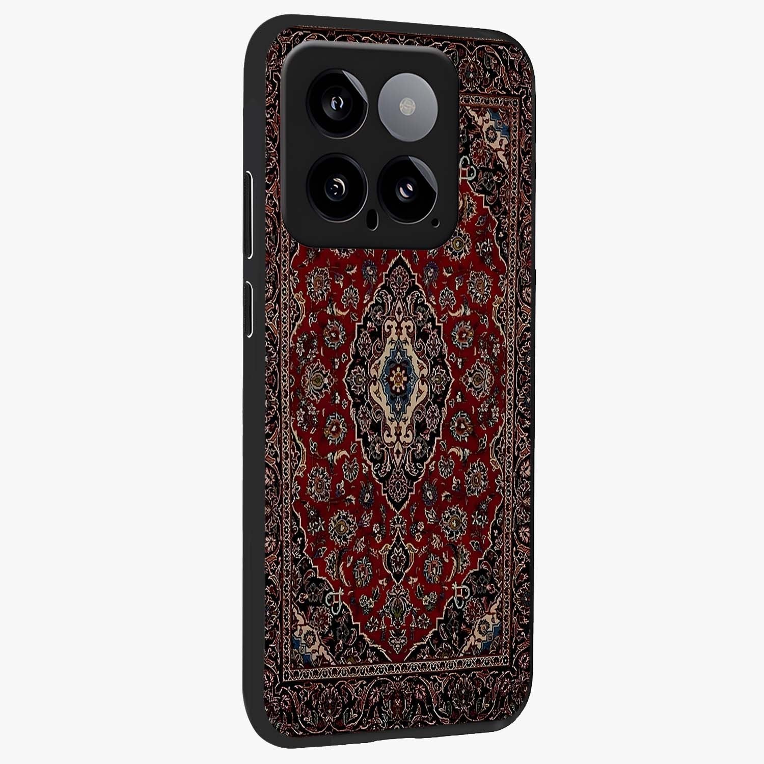 Heritage Carpet Royale Glass Case upright view showcasing detailed ornamental artwork with luxurious traditional theme.