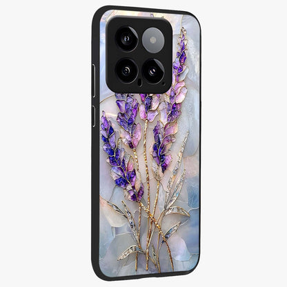 Lavender Dream Glow Glass Case upright view showcasing radiant lavender glow artwork with calming dreamy theme.
