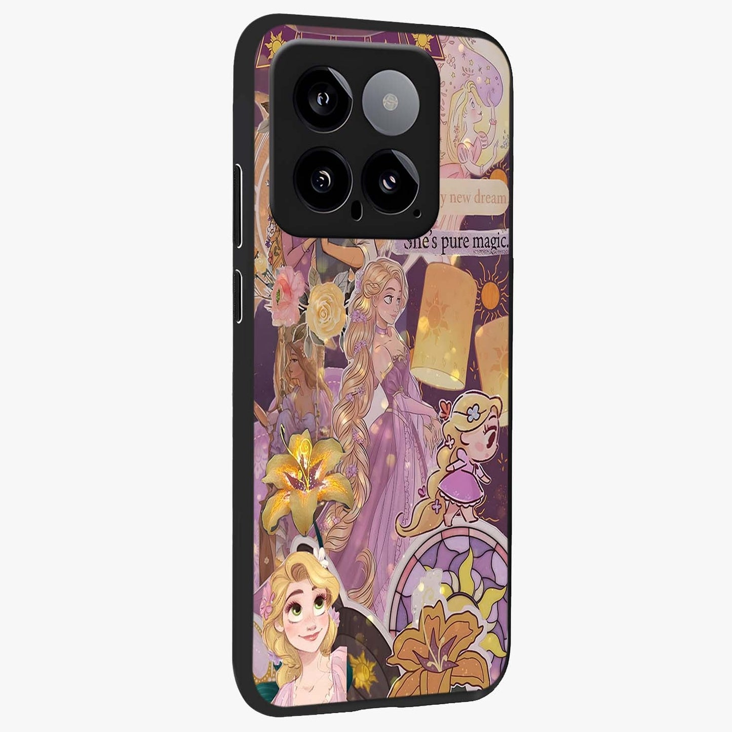 Magical Tangled Dream Glass Case upright view showcasing enchanting artistic artwork with dreamy fantasy theme.