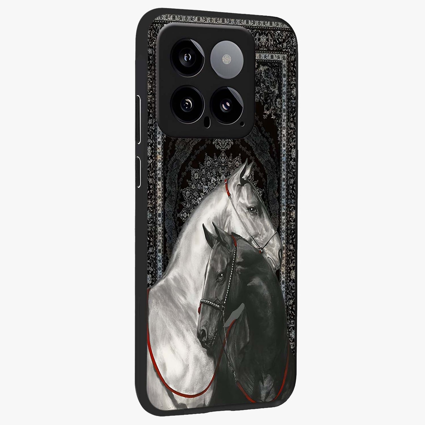 Majestic Ride Legacy Glass Case upright view showcasing dynamic ride inspired artwork with modern automotive theme.