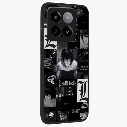 Midnight Chaos Mind Glass Case upright view showcasing expressive abstract artwork with bold dark theme.