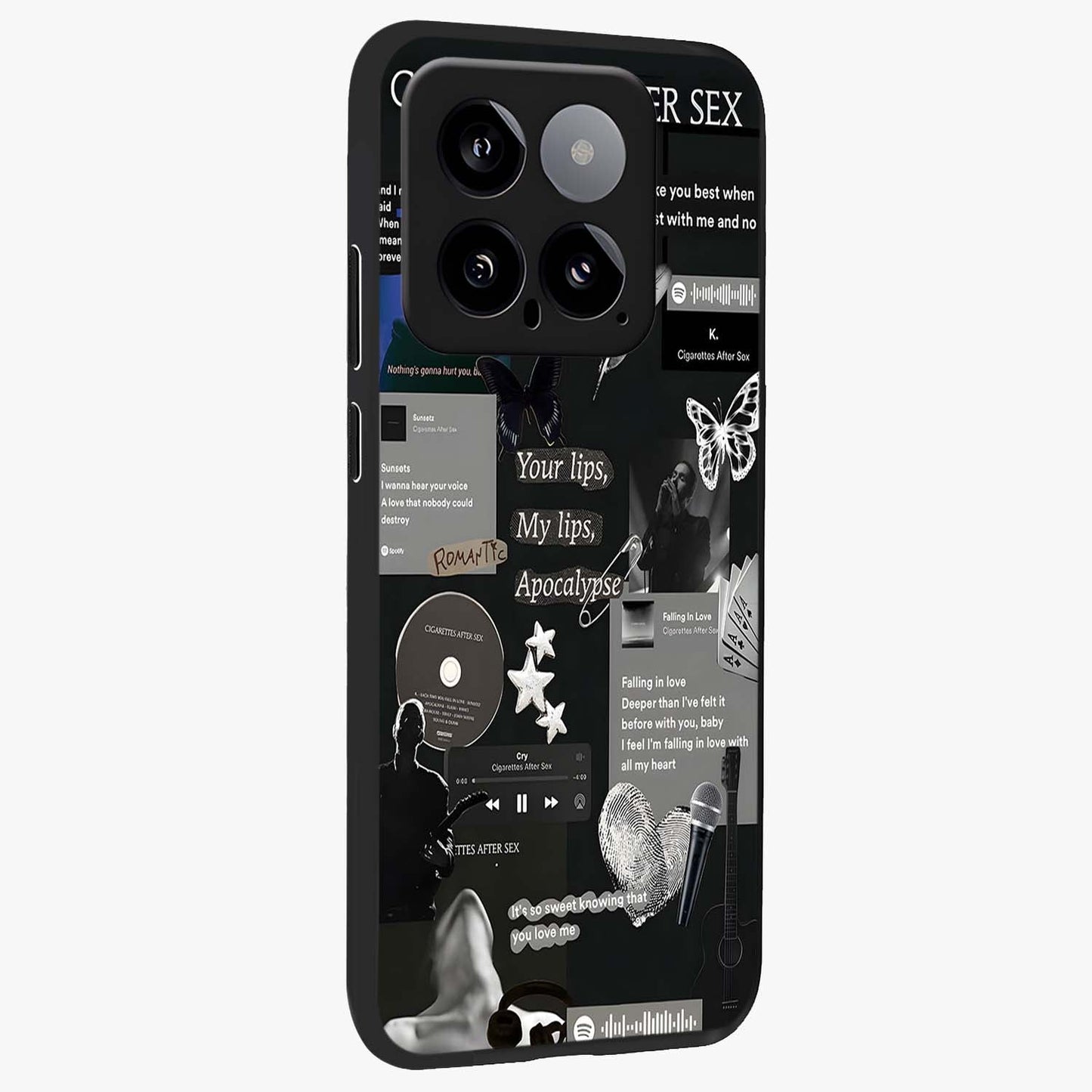 Midnight Love Echo Glass Case upright view showcasing expressive romantic artwork with dreamy midnight theme.