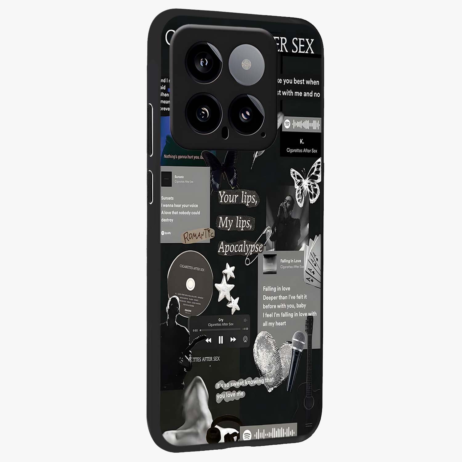 Midnight Love Echo Glass Case upright view showcasing expressive romantic artwork with dreamy midnight theme.