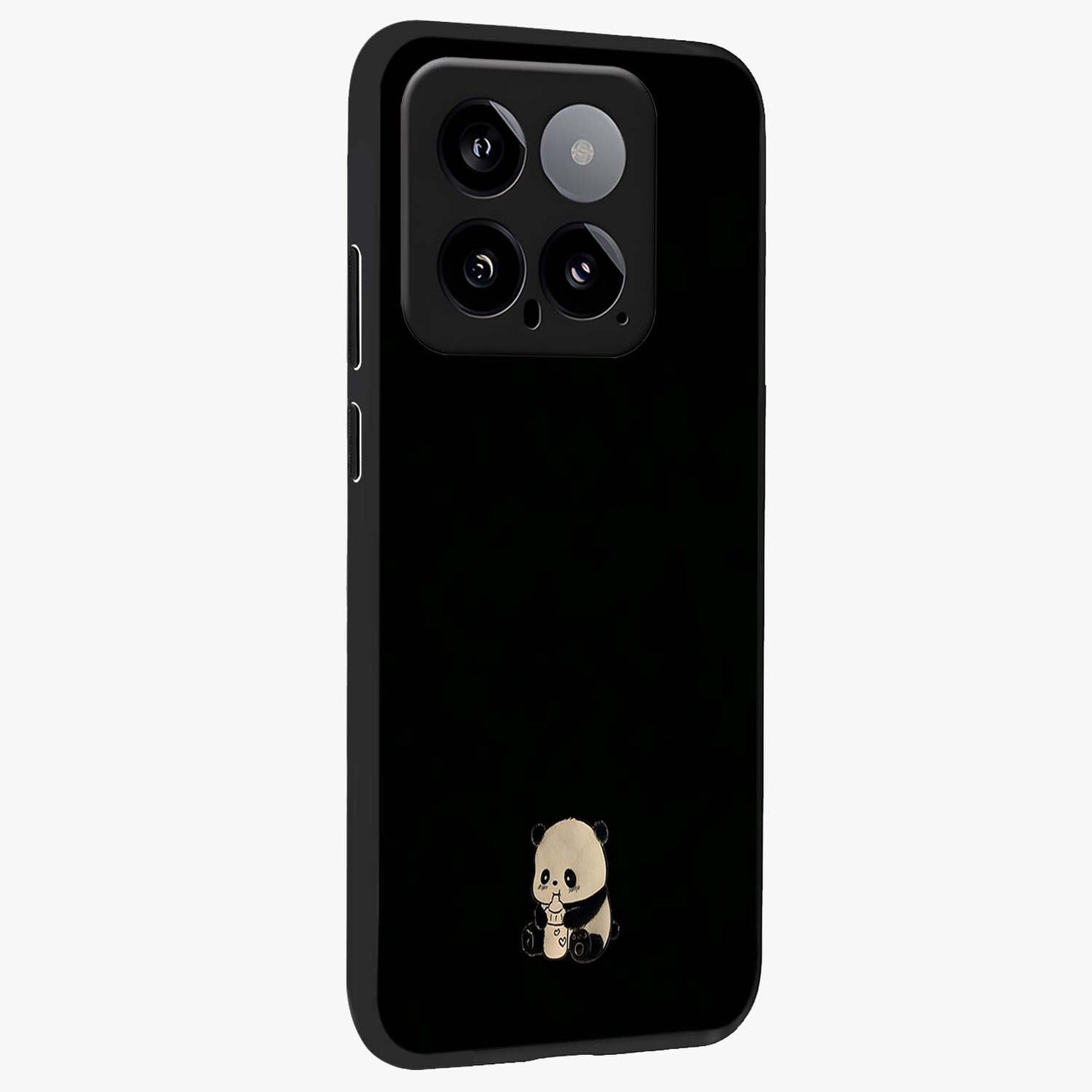 Midnight Panda Love Glass Case upright view showcasing charming panda artwork with playful romantic theme.