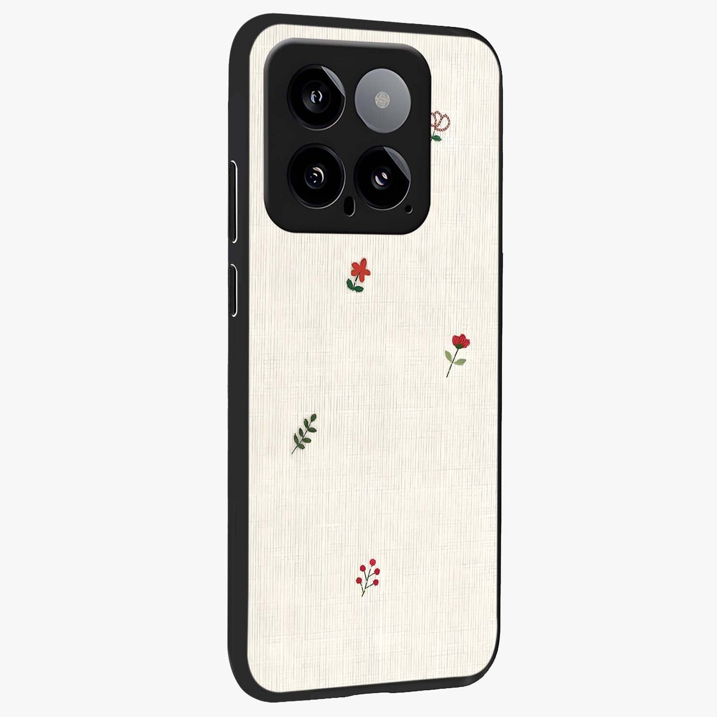 Minimalistic Blue With White Flower Pattern Glass Case upright view showcasing clean white flower artwork with calming blue theme.