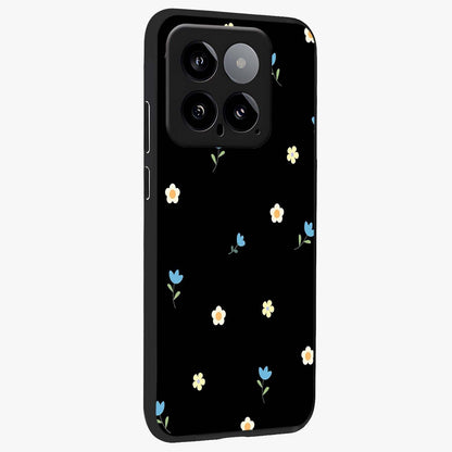 Minimal Petal Whispers Glass Case upright view showcasing elegant floral artwork with modern minimalist style.