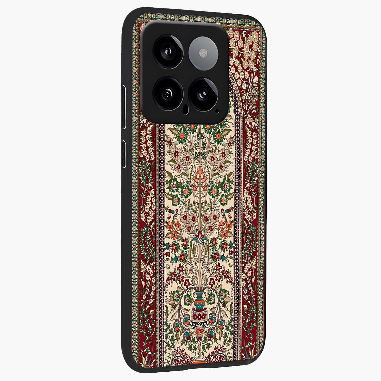 Persian Inspired Glass Case upright view showcasing decorative Persian artwork with rich heritage theme.