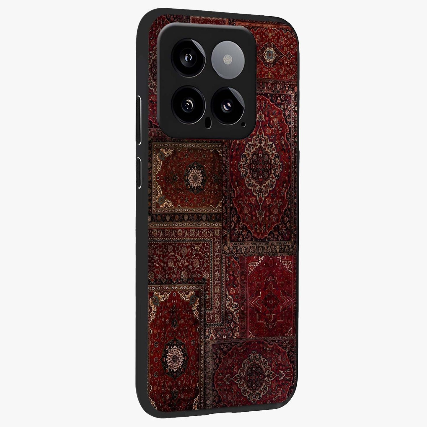 Persian Velvet Tale Glass Case upright view showcasing elegant Persian artwork with classic heritage theme.