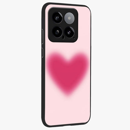 Pink Aura Heart Glass Case upright view showcasing romantic heart artwork with soft pastel theme.