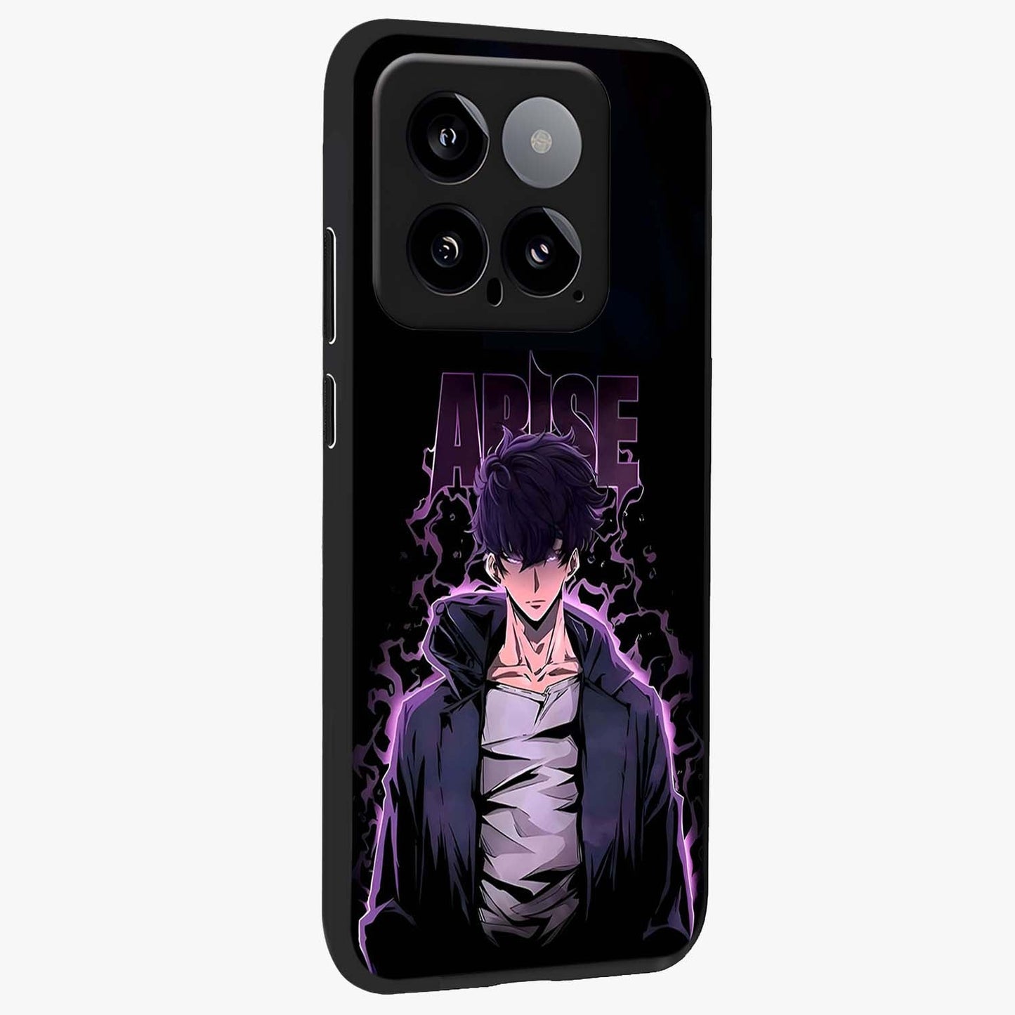 Shadow Monarch Awakening Glass Case upright view showcasing bold monarch artwork with mystical awakening theme.