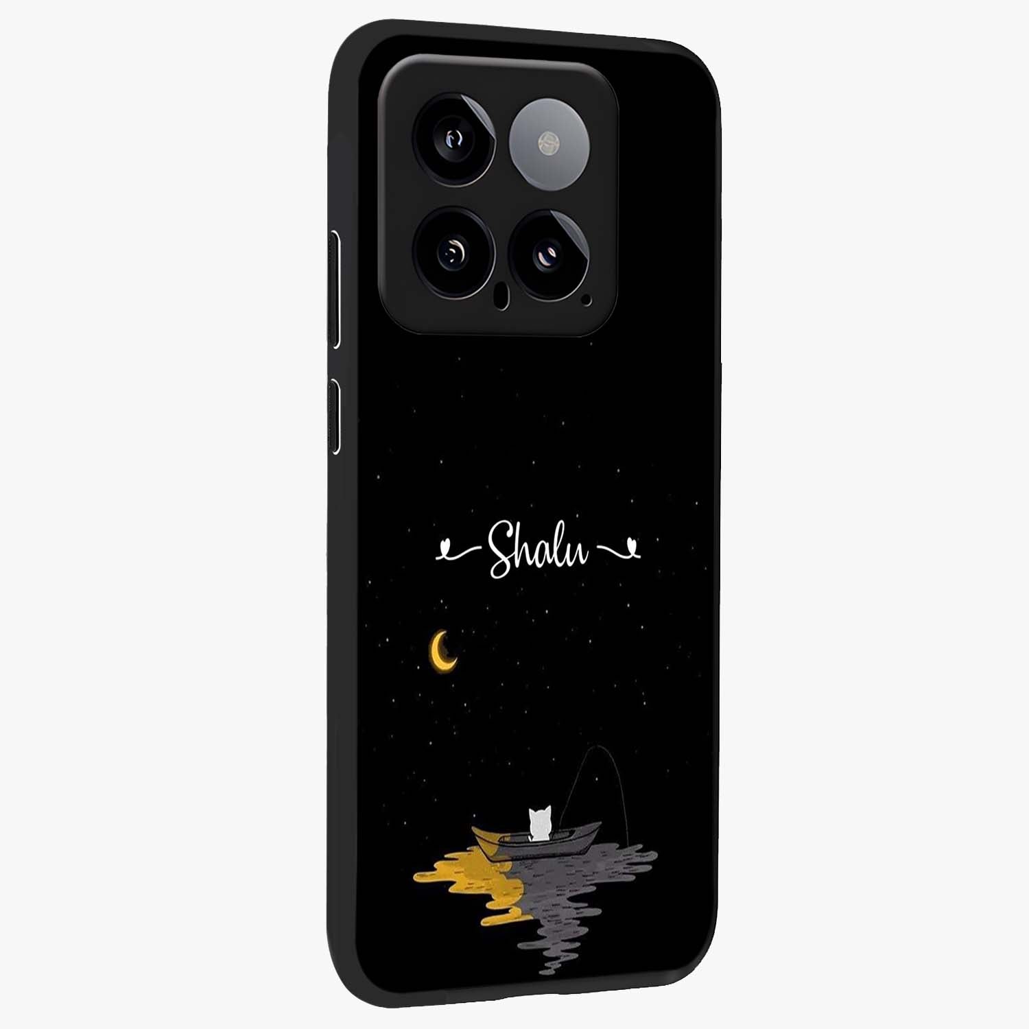 Silent Night Row Glass Case upright view showcasing tranquil night artwork with serene landscape theme.