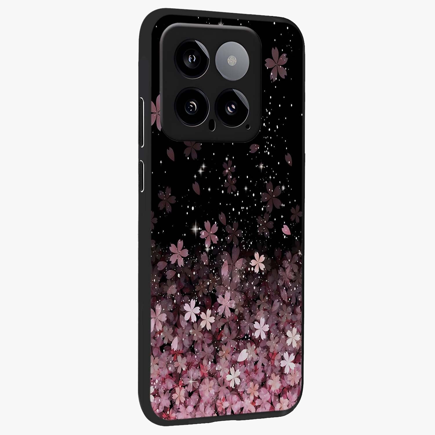 Small Starry Flowers Glass Case upright view showcasing charming floral artwork with dreamy starry theme.