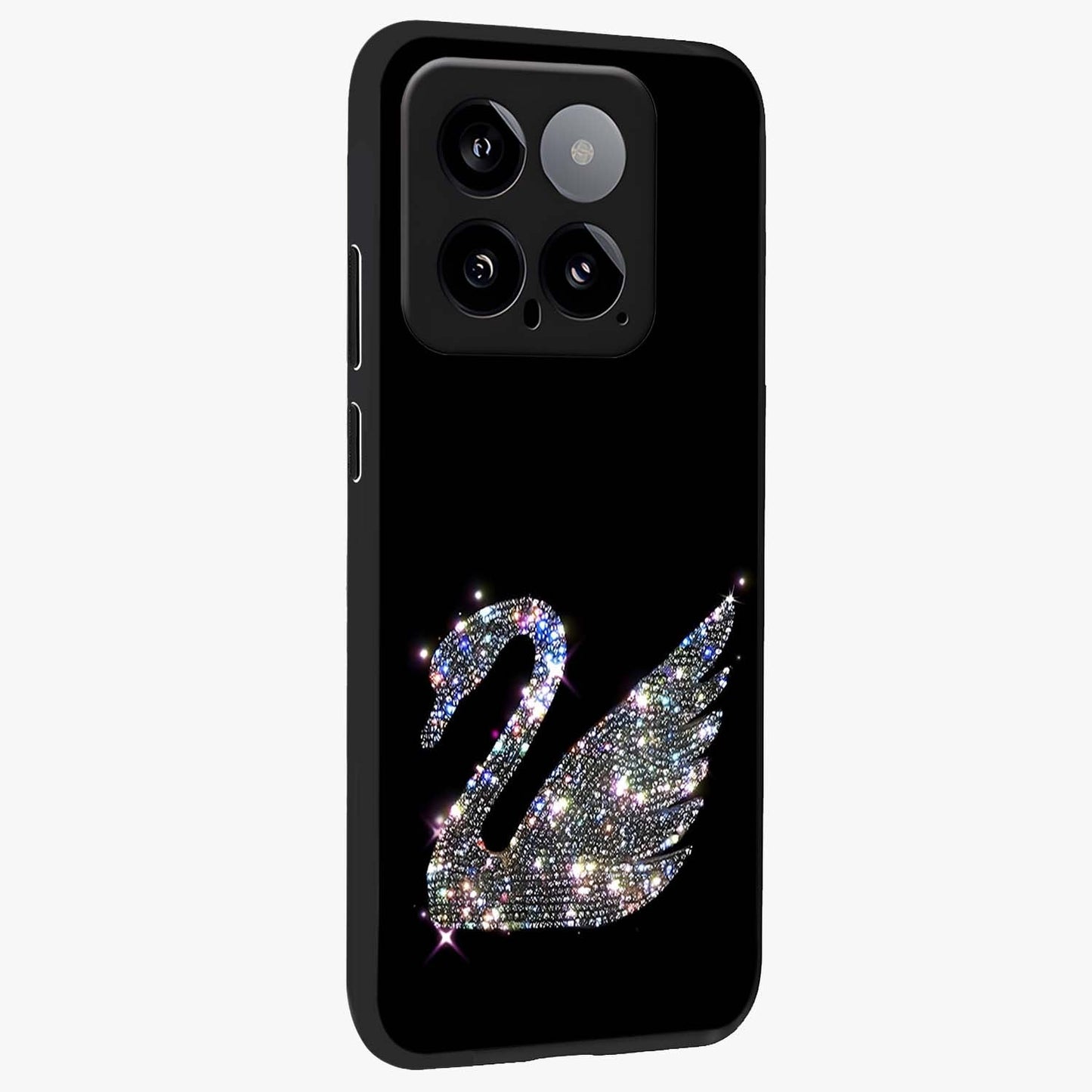 Starlit Swan Grace Glass Case upright view showcasing beautiful swan artwork with peaceful night themed design.
