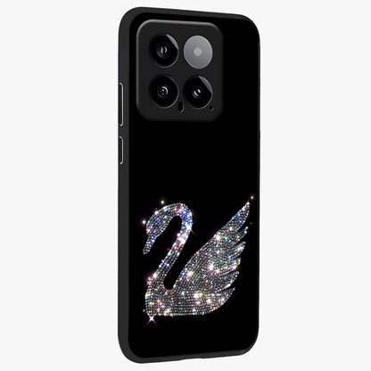 Starlit Swan Grace Glass Case upright view showcasing beautiful swan artwork with peaceful night themed design.
