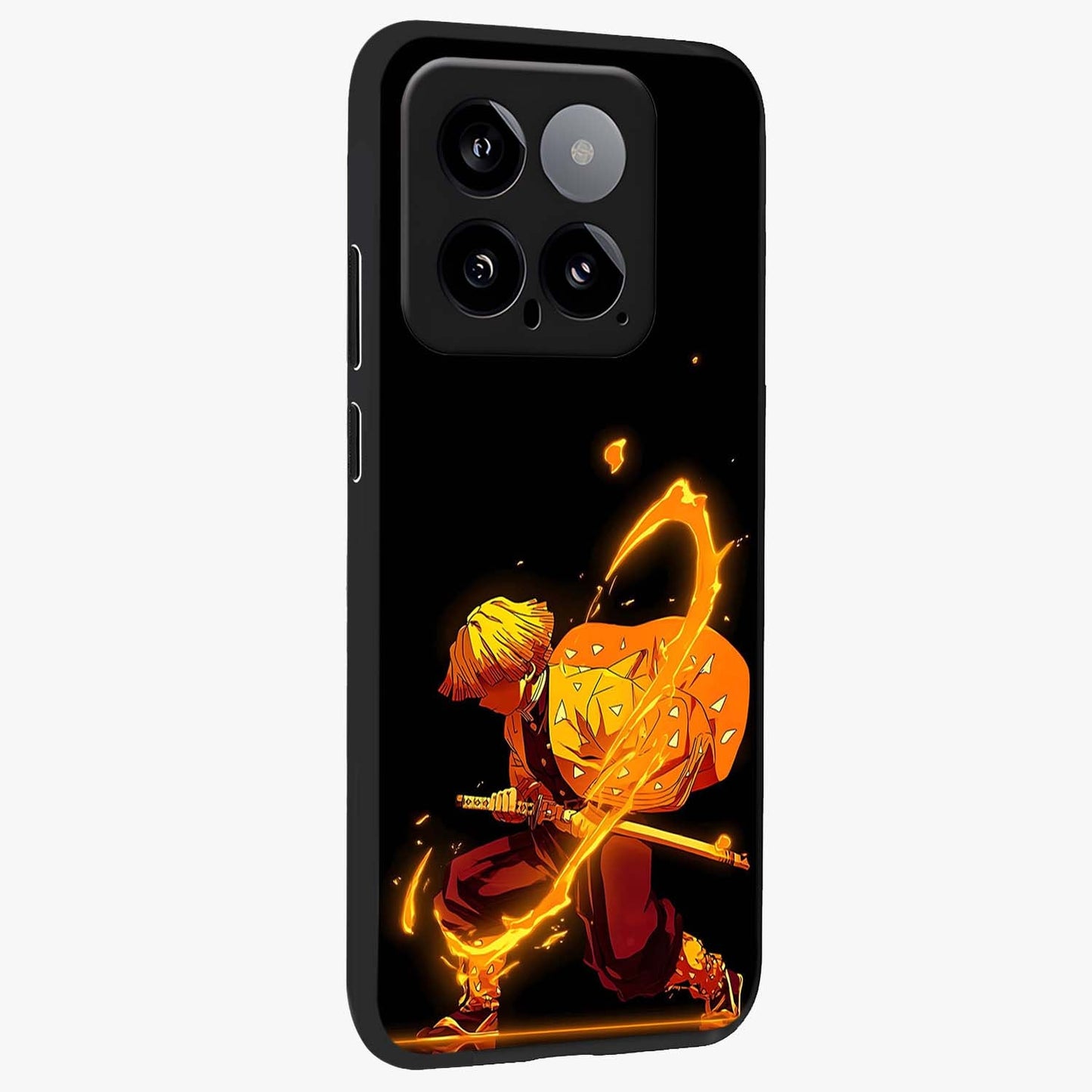 Thunder Flame Execution Glass Case upright view showcasing explosive flame artwork with dynamic action theme.