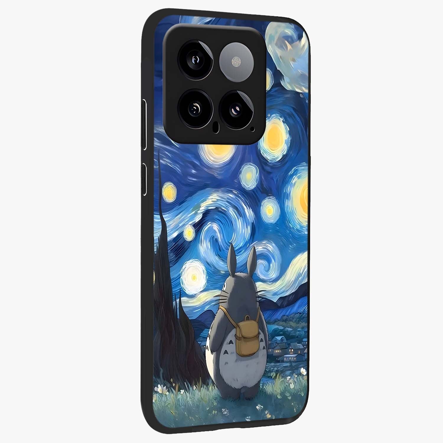 Totoro In Van Gogh Art Glass Case upright view showcasing creative character artwork with painterly artistic theme.