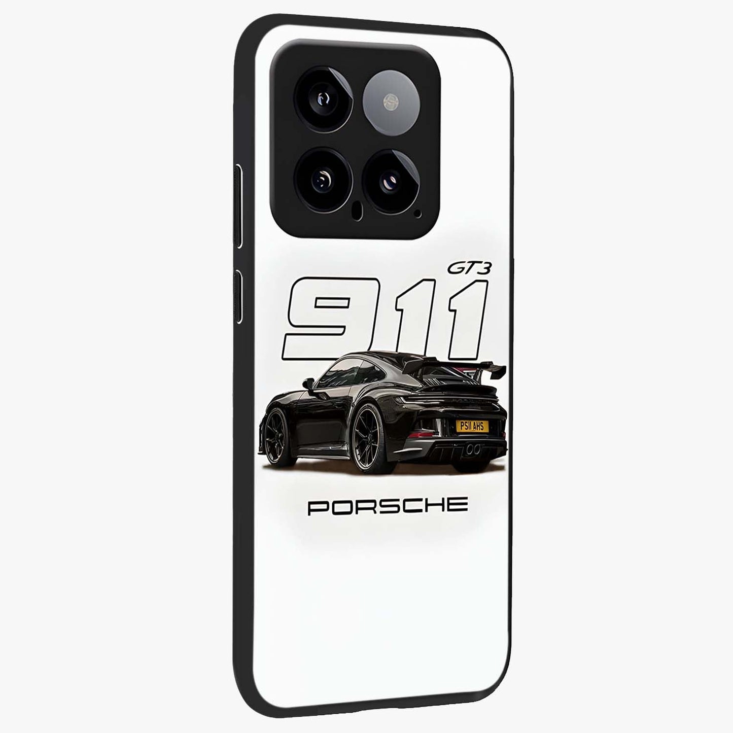 Turbo Legacy Icon Glass Case upright view showcasing bold racing inspired artwork with classic car theme.